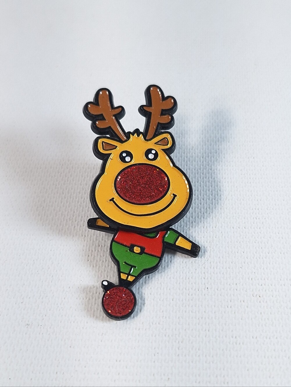 Hogeye 2019 Christmas Rudolph Red Nose Reindeer Enamel Lapel Pin Swivel Legs